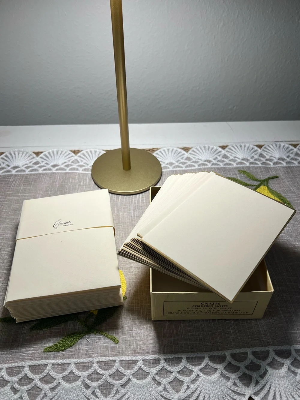 Vintage Crane’s since 1801 Kid Finish 100% Cotton Fiber Note paper & envelopes.